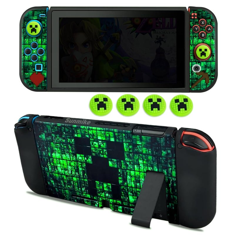 Sunmike Protective Case for Nintendo Switch, Switch Case & Thumb Grips Caps Soft Dockable Cases for Nintendo Switch Cases Shock-Absorbent & Anti-Scratch Switch Cover Slim Shell & 4 Pcs Joystick Cover - Image 1